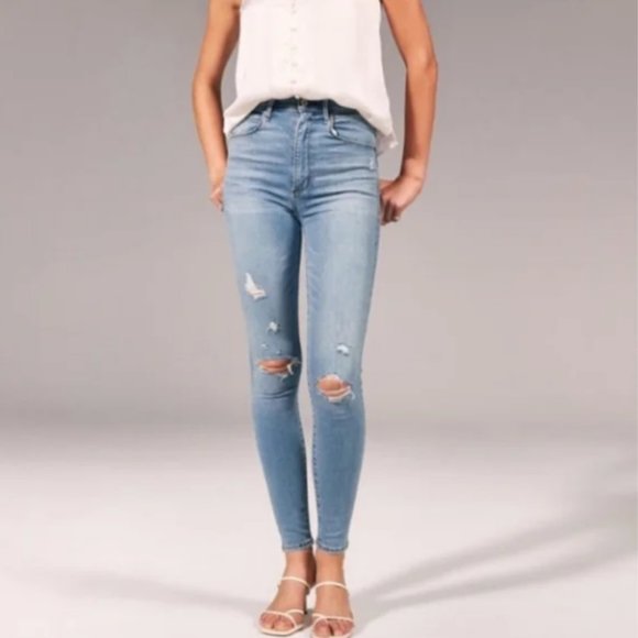 Abercrombie & Fitch Denim - A&F Ultra high rise super skinny distressed jeans small